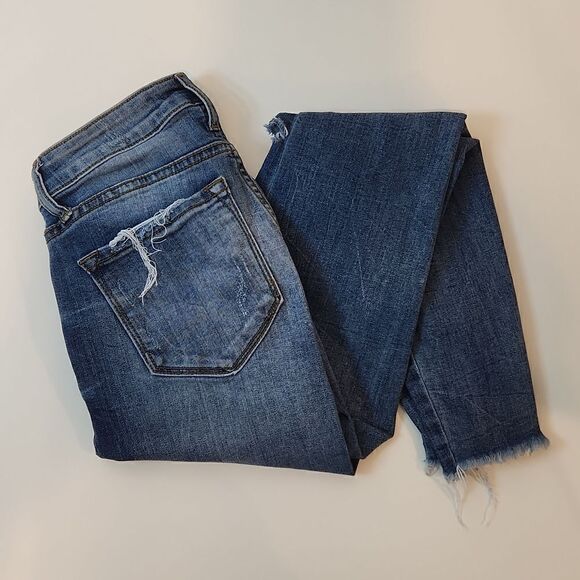 KanCan Women's Jeans Estilo Skinny Dark Wash 5/26 Distressed Ripped Denim Jeans - Picture 1 of 15